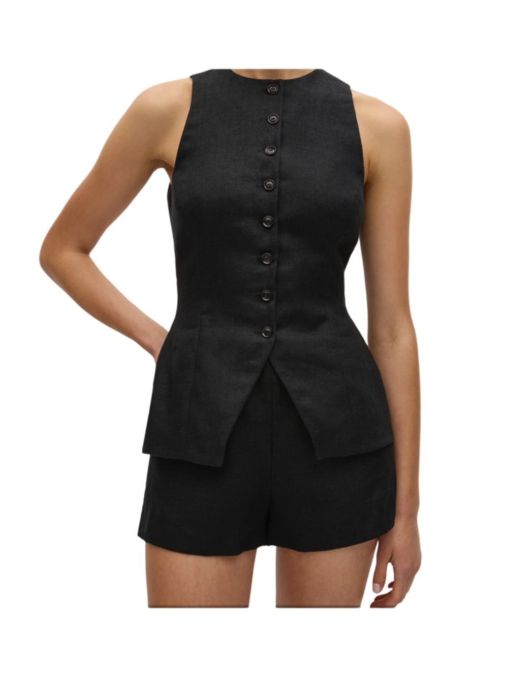 Faithfull the Brand Black Linen Seema Top NWT Size 4